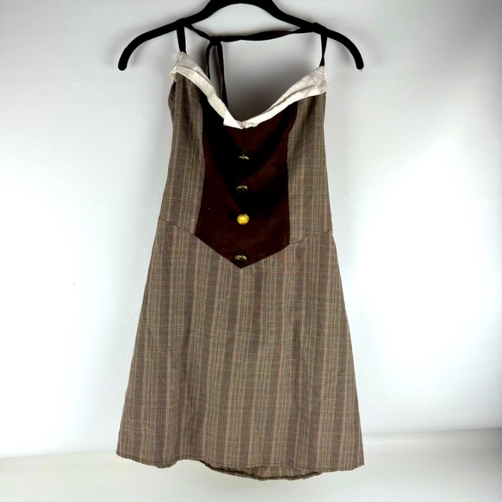 Forplay Elegant Brown and Cream Plaid Dress